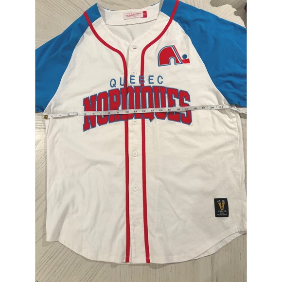Mitchell & Ness Quebec Nordiques Hockey Jersey Mens Baseball Shirt - Picture 5 of 8